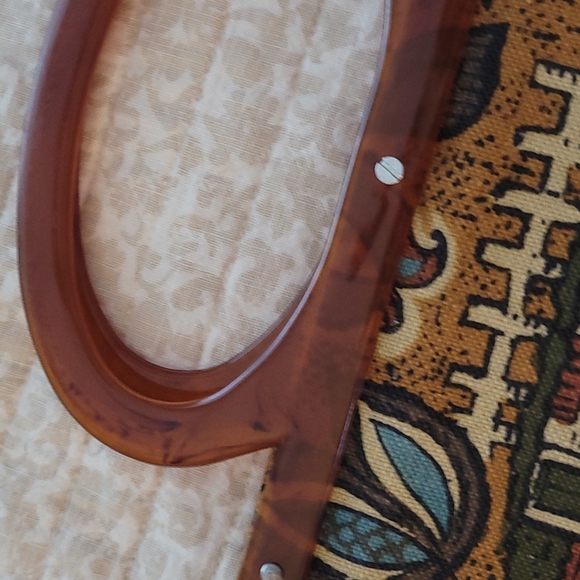 Vintage Boho Purse with Tortoise Handles - Picture 3 of 13